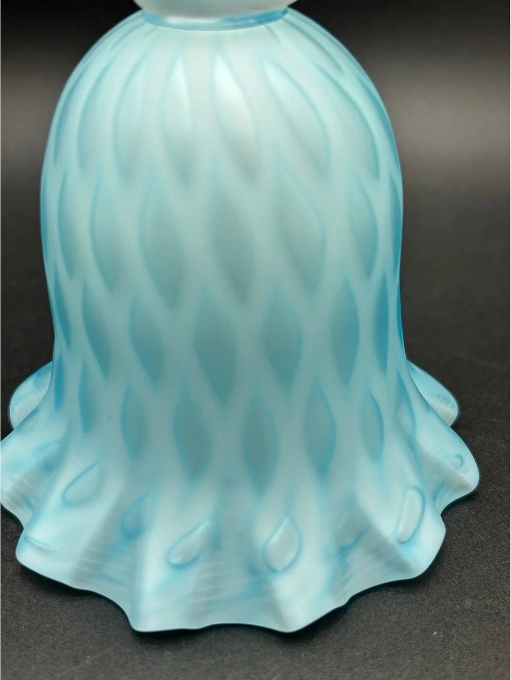 Vintage Murano Blown Glass Bell Satin Blue Diamond Optic